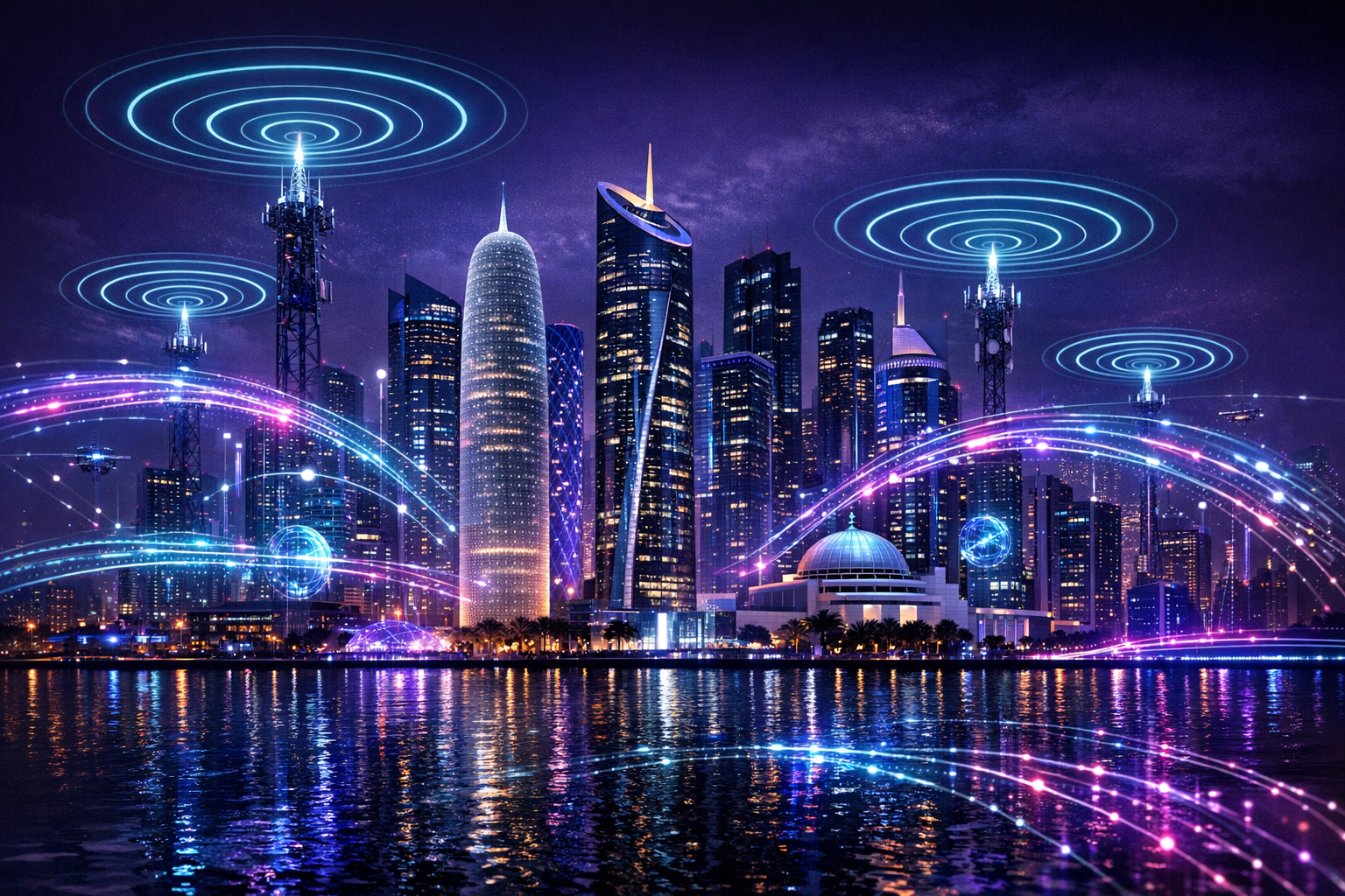Futuristic smart city with 5G connectivity visualization